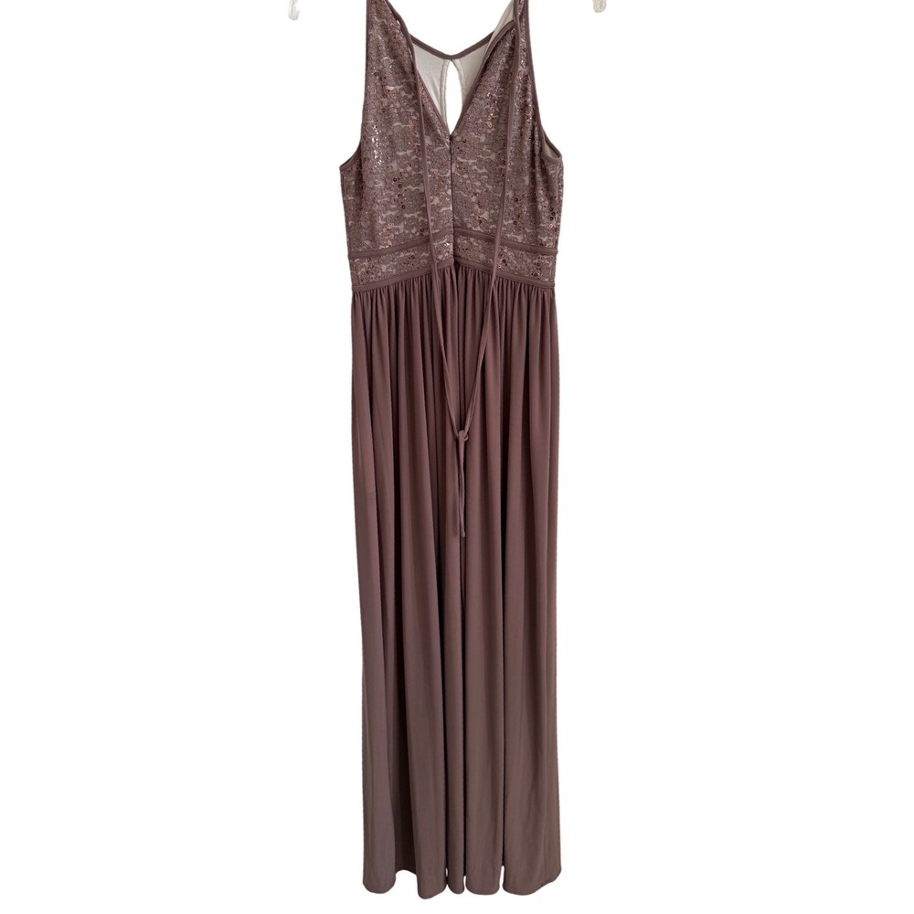 Morgan &Co Womens tan Sequin Lace Halter Neck Formal Maxi Gown Dress Size 9/10‎